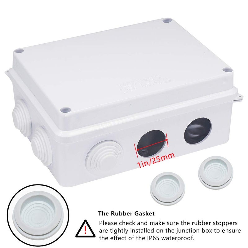 Zulkit Junction Box ABS Plastic Dustproof Waterproof IP65 Universal Electrical Boxes Project Enclosure White 5.9 x 4.3 x 2.8 inch (150 x 110 x 70mm) - Image 4